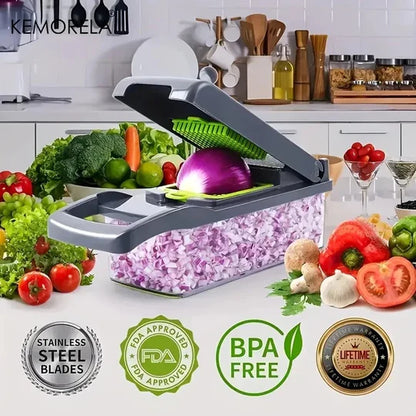 Atteeo Multifunctional Vegetable Chopper - Heavy Duty Food Slicer and Dicer with Container