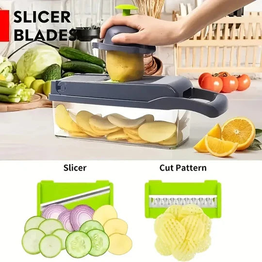 Atteeo Multifunctional Vegetable Chopper - Heavy Duty Food Slicer and Dicer with Container