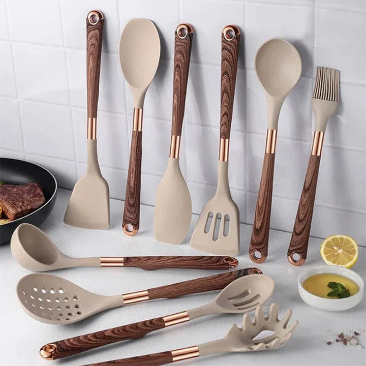 Atteeo 12-Piece Silicone Cooking Utensil Set – Heat-Resistant Kitchen Tools for Non-Stick Cookware