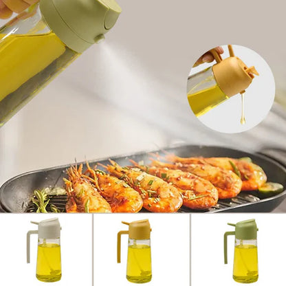 tteeo 2-in-1 Cooking Oil Sprayer and Pourer Dispenser - Premium Glass Bottle
