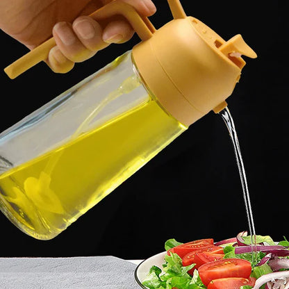 tteeo 2-in-1 Cooking Oil Sprayer and Pourer Dispenser - Premium Glass Bottle