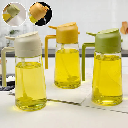 tteeo 2-in-1 Cooking Oil Sprayer and Pourer Dispenser - Premium Glass Bottle